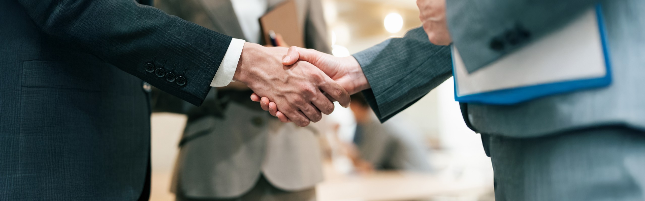 力強く握手をする様子